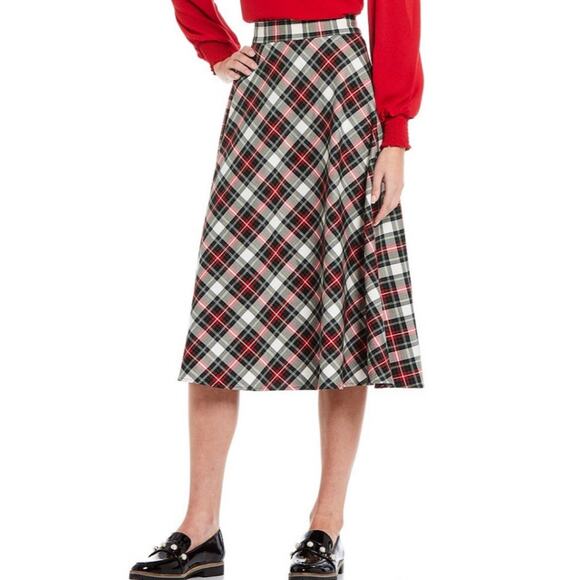 NWT Alex Marie Clarissa Christmas Holiday Plaid A-Line Midi Skirt- Size 12 - Picture 2 of 8